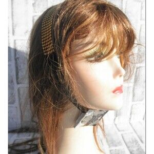 NEW by JUST BASIC, ELASTIC HEADWRAP, HEADBAND BLACK WITH GOLD TONE DECOR  #5